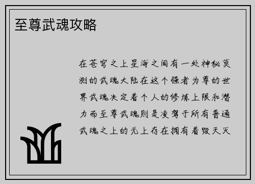 至尊武魂攻略